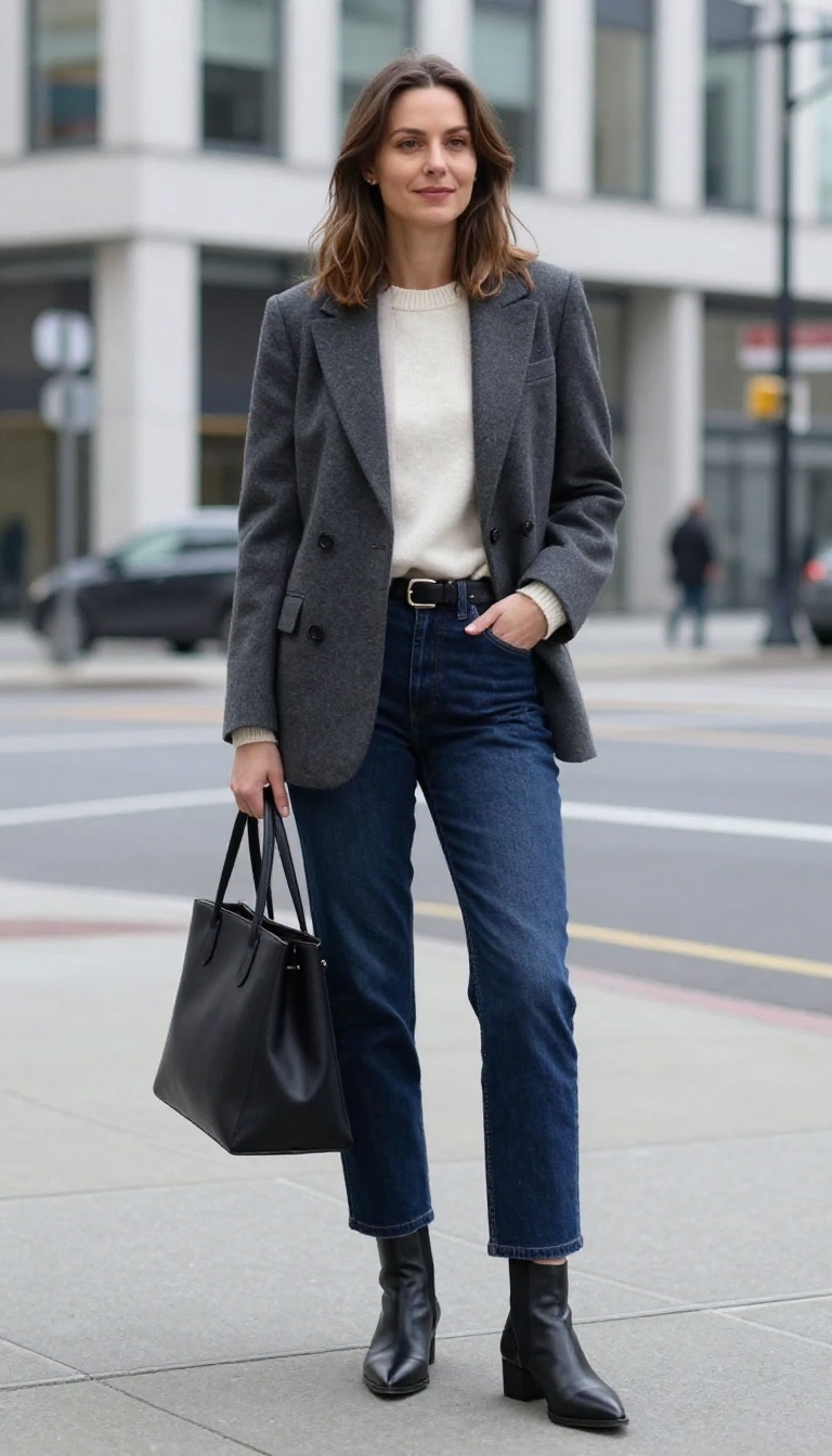 9. Cropped Jeans and Sock Boots for a Polished Office Look