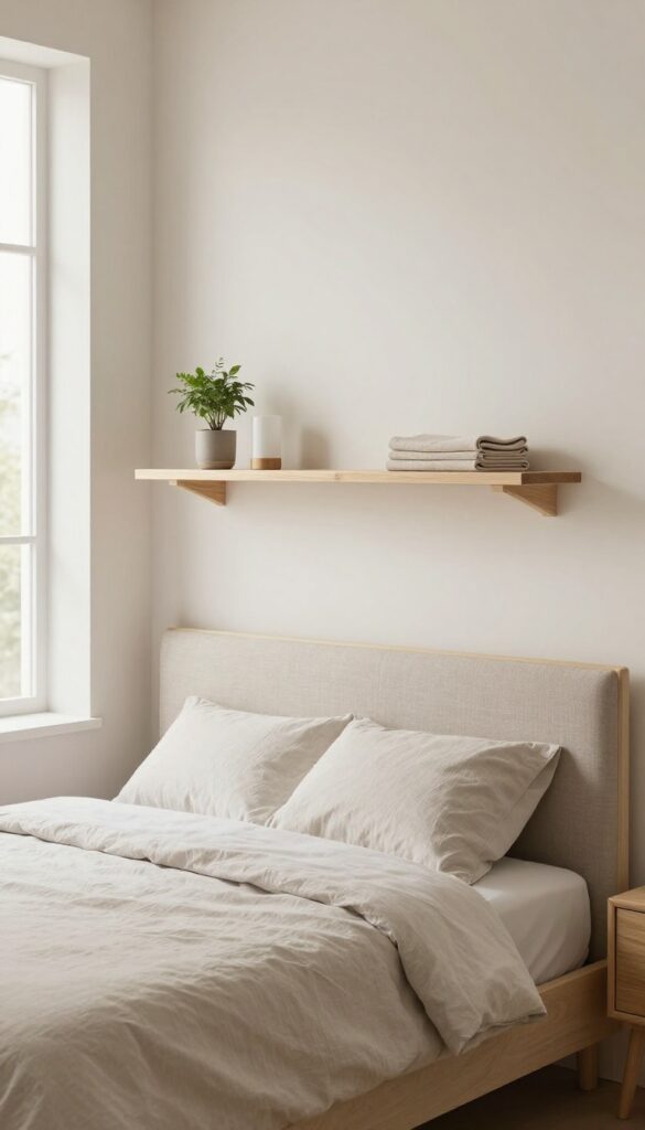 3. Low Shelves Instead of Nightstands idea