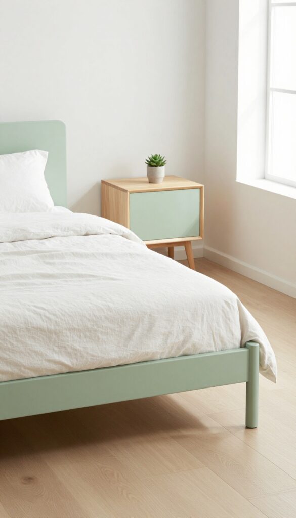 8. Minimal Green Bed Frame for a Clean Look idea