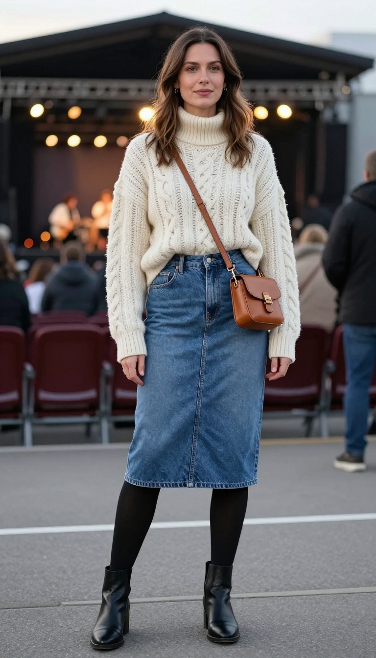 1. Layered Knit and Tights