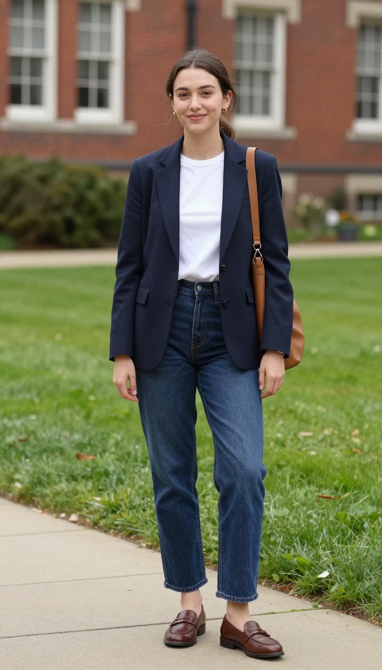 1. The Classic Blazer and Straight-Leg Jeans