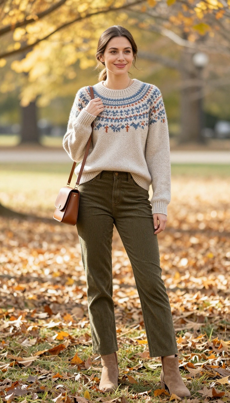 5. Fair Isle Sweater & Corduroy Pants