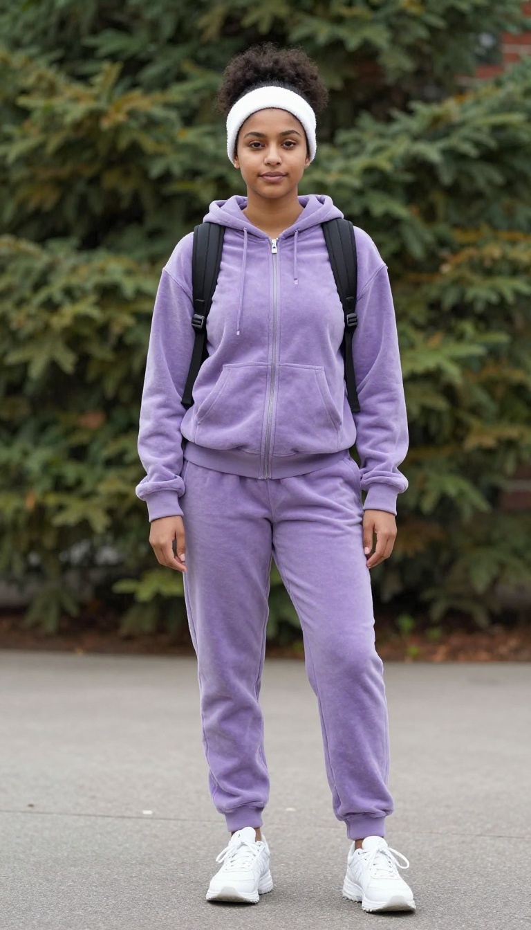 2. Velour Tracksuit with a Zip-Up Hoodie