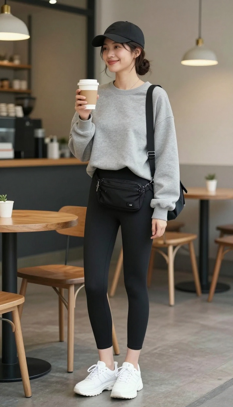 9. Bike Shorts with an Oversized Sweatshirt