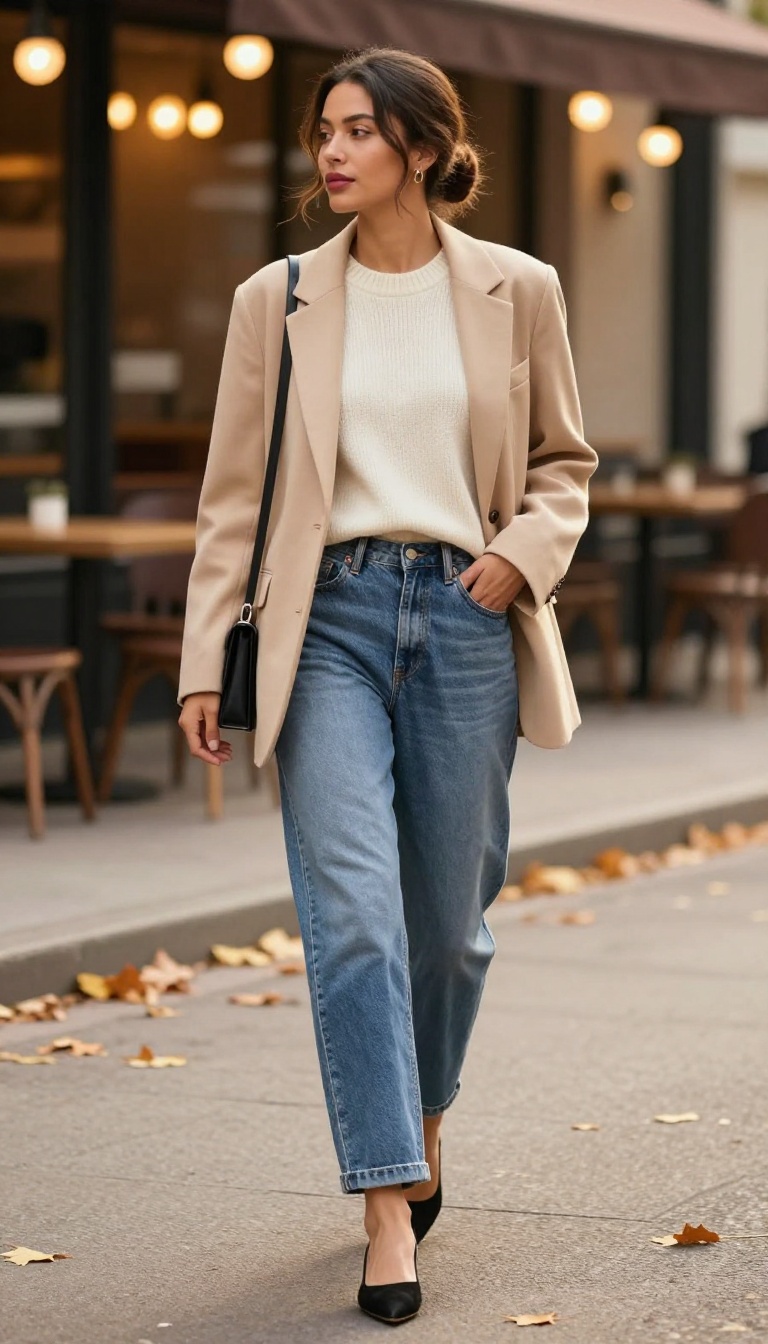 6. Boyfriend Jeans with Kitten Heels