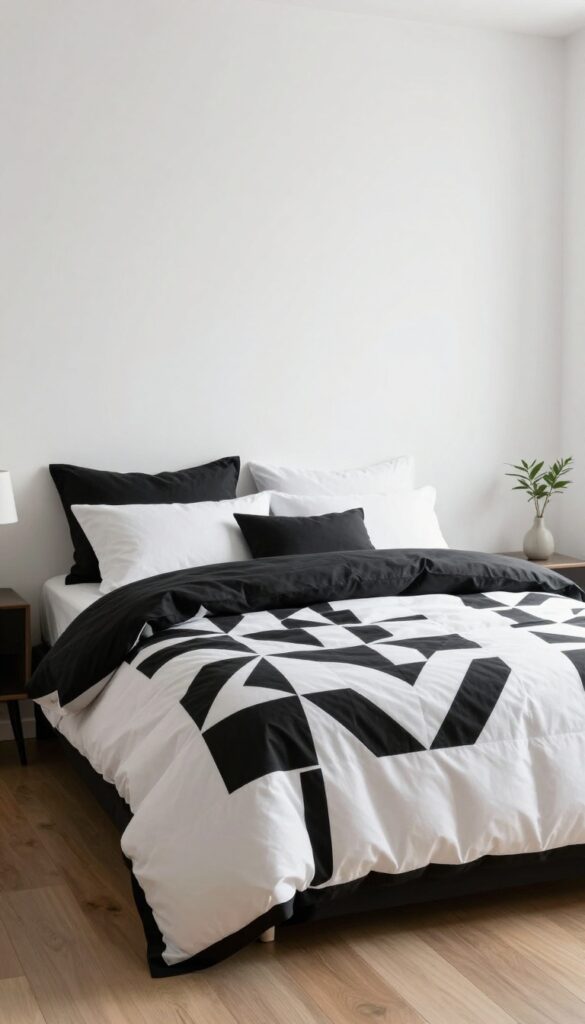 1. High-Contrast Bedding With Simple Walls idea