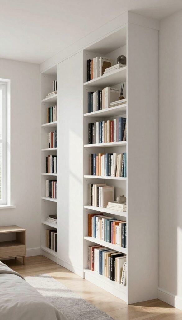 5. Floor-to-Ceiling Slim Bookshelves idea