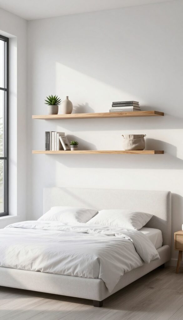 1. Floating Shelves Above the Bed idea