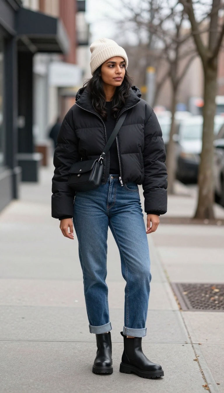 2. Straight-Leg Jeans with Chunky Ankle Boots