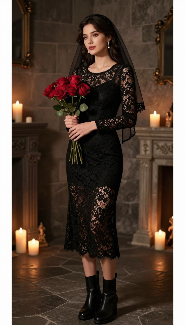 4. Gothic Bride in Black Lace