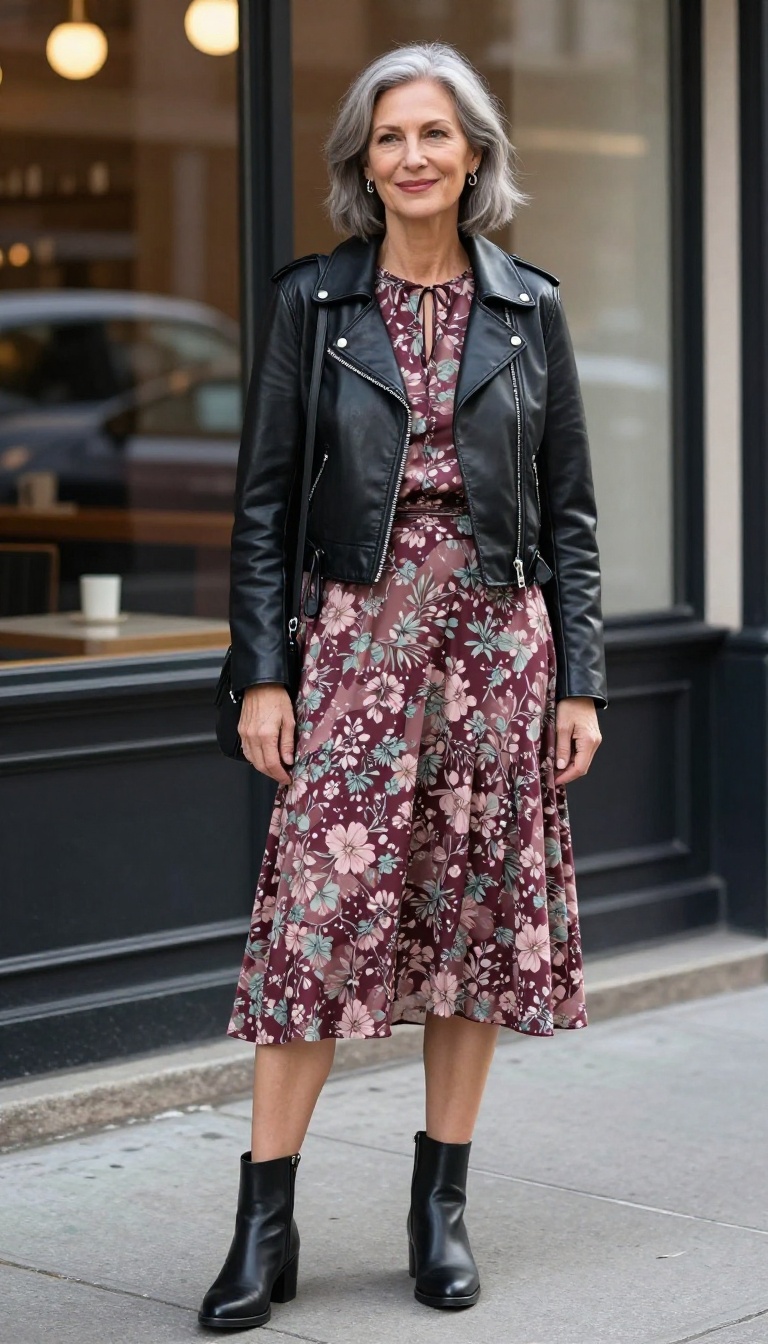 6. The Leather Edit: Moto Jacket & Floral Dress