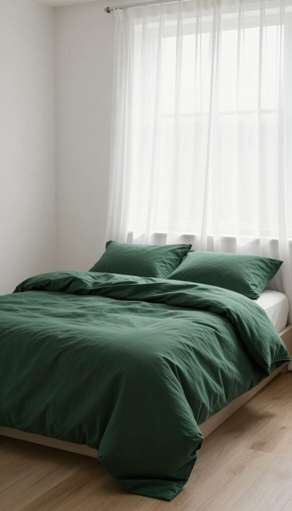 4. Forest Green Comforter with Soft Contrast idea