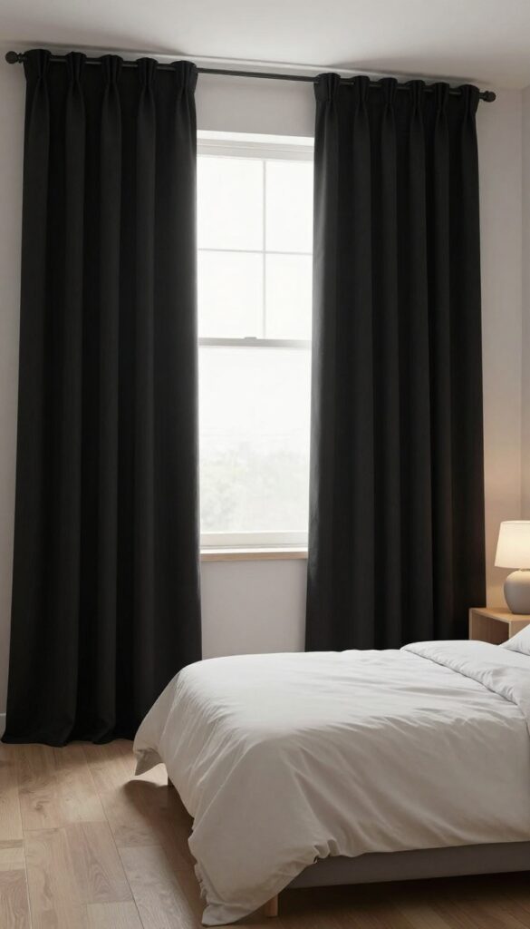 6. Minimalist Blackout Curtains for Small Bedroom Spaces idea