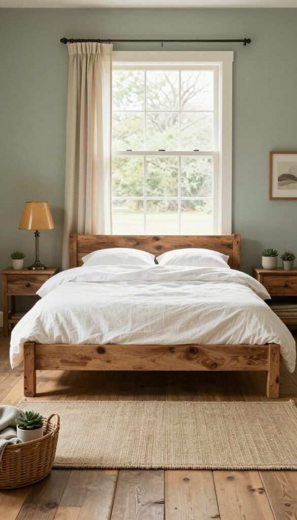 1. Weathered Wood Bed Frame as the Anchor idea