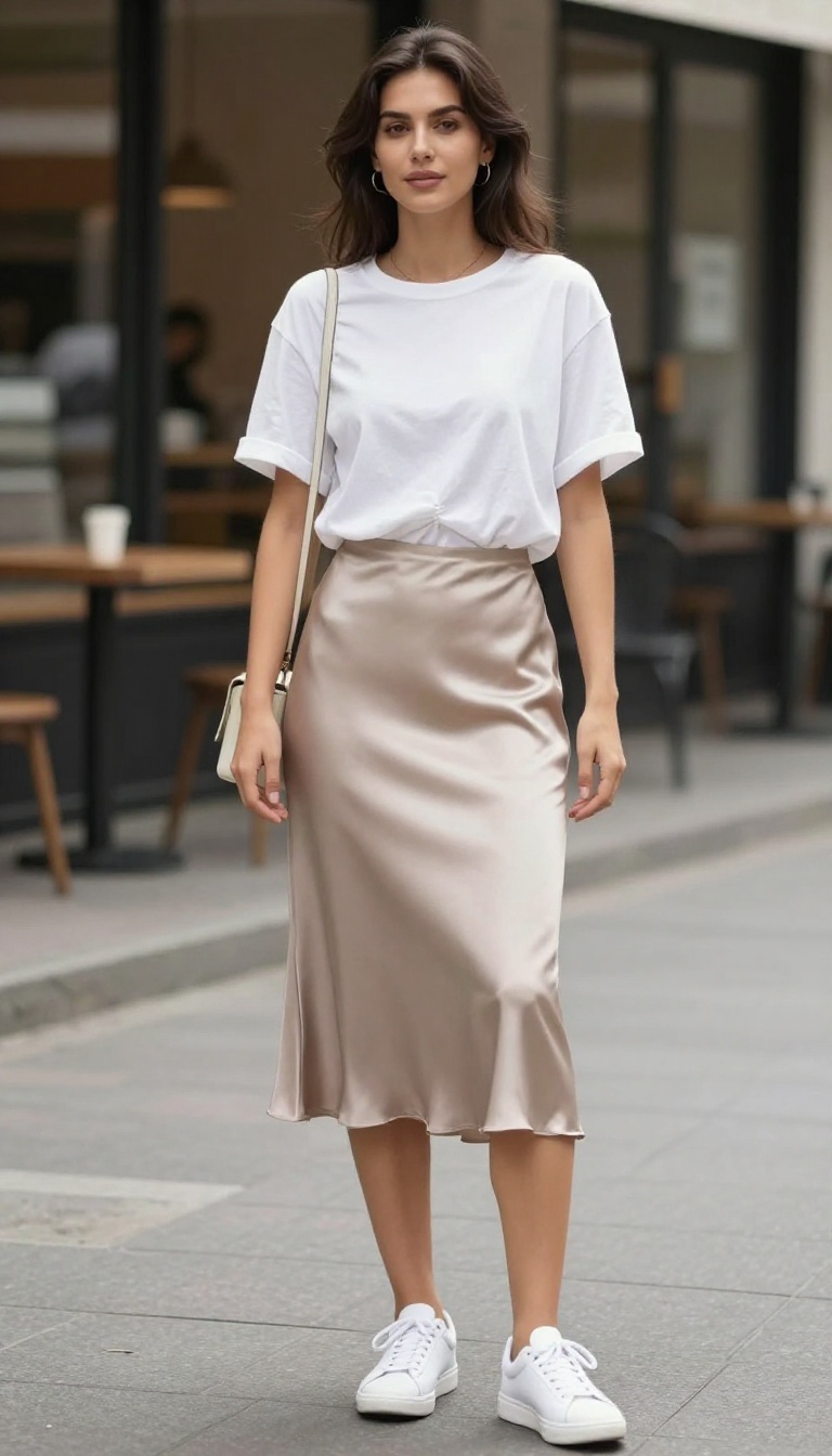 10. Slip Skirt with a Graphic Tee