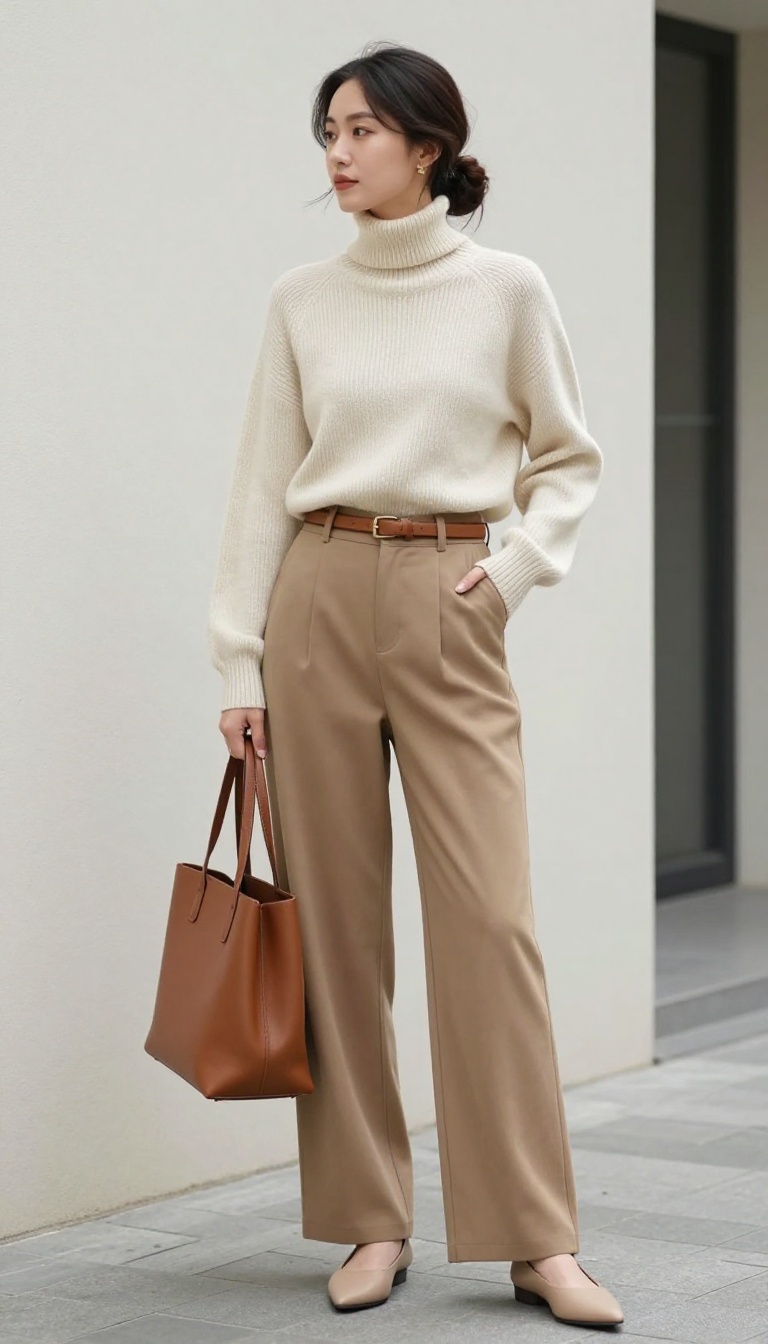13. The Classic Turtleneck and Wide-Leg Trousers