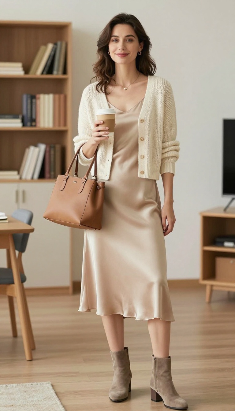 4. The Cardigan and Slip Dress Layering