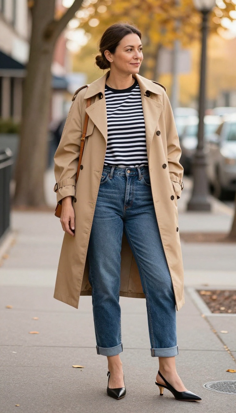 5. Boyfriend Jeans with Slingback Kitten Heels