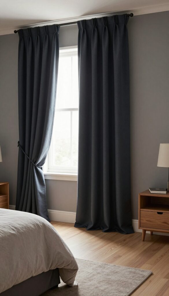 3. Blackout Curtains in Dark, Moody Bedroom Color Schemes idea