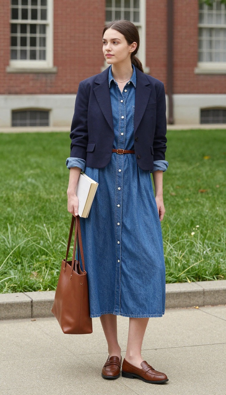 6. The Denim Dress and a Blazer