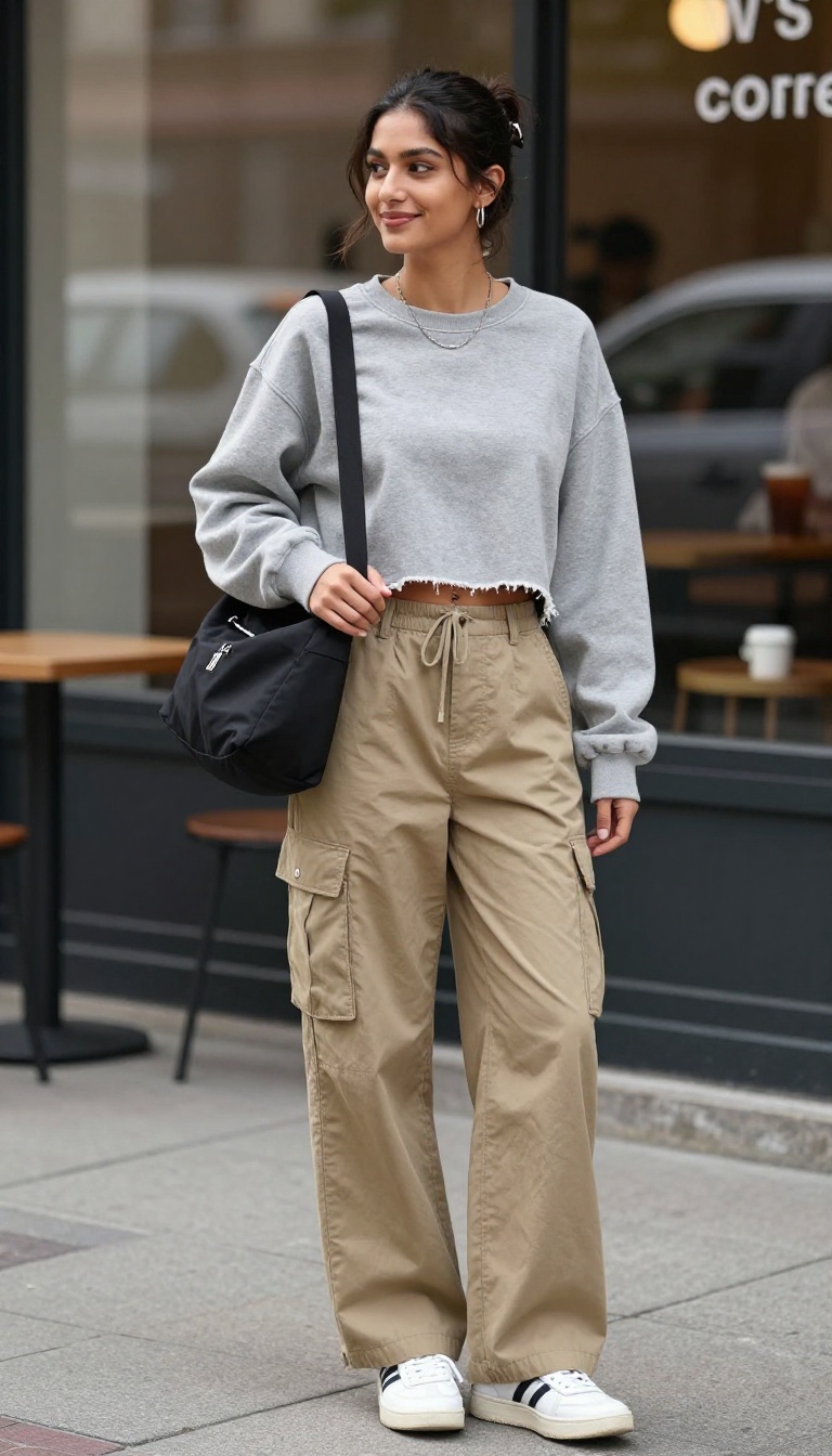 4. Cargo Pants and a Cropped Sweatshirt