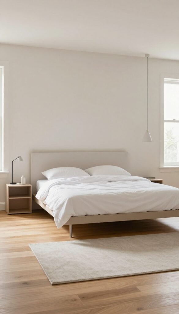 3. Floating Bed With Space Behind It idea