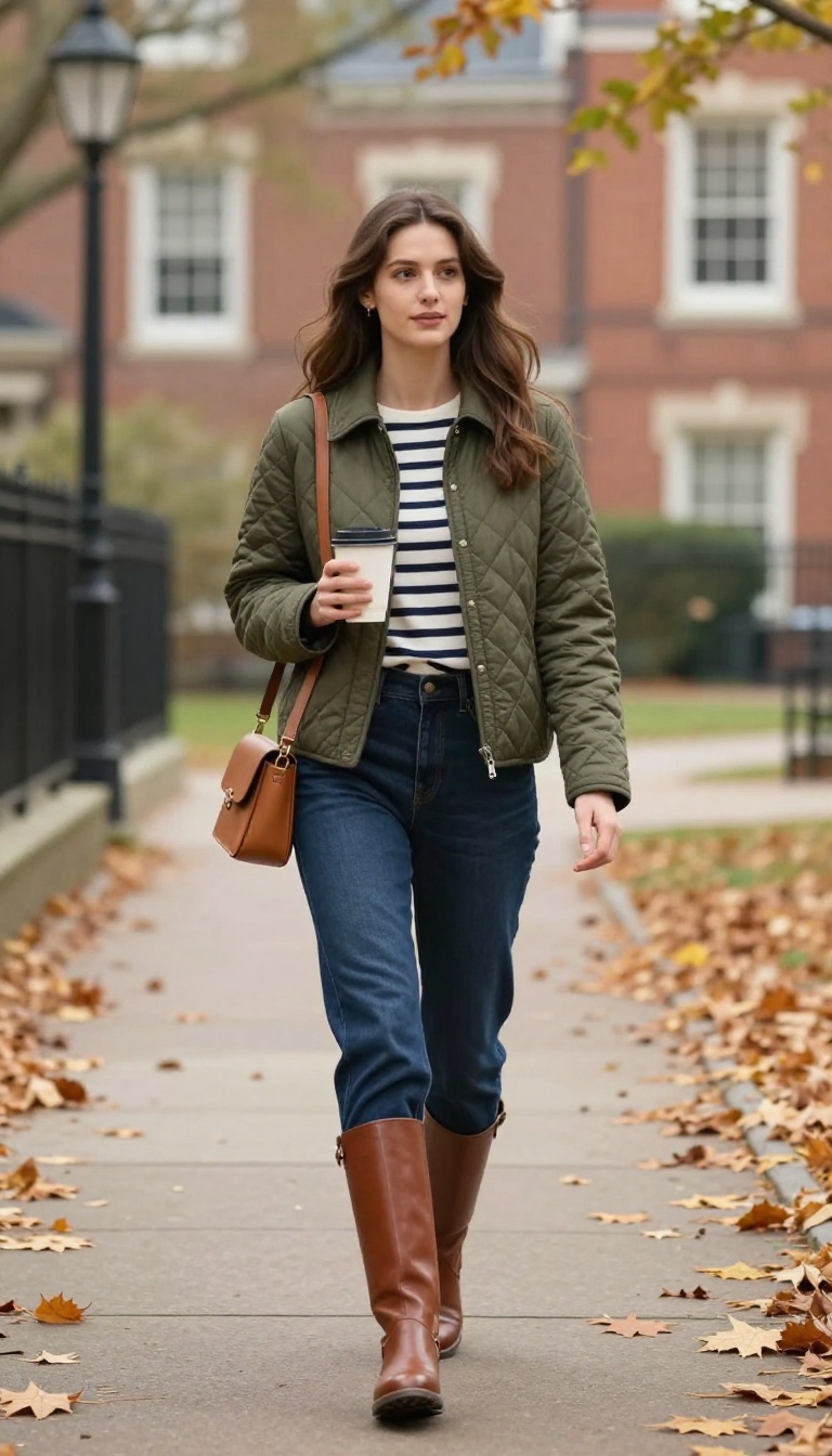 7. Quilted Jacket and Dark Denim