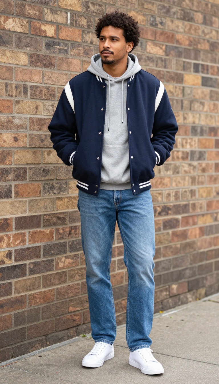 12. Hoodie Under a Varsity Jacket