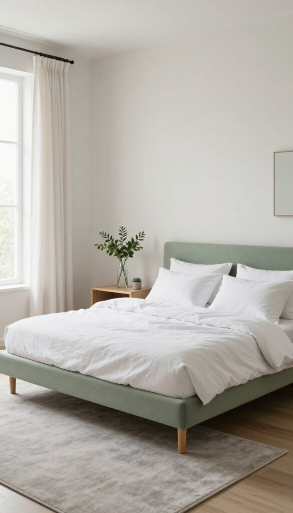 2. Sage Green Bed Frame for a Soft, Airy Feel idea