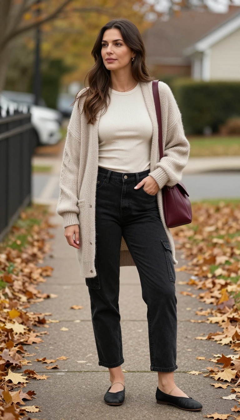 5. Cropped Cardigan and Cargo Jeans