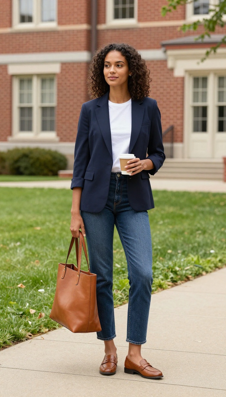1. The Classic Blazer and Jeans Combo