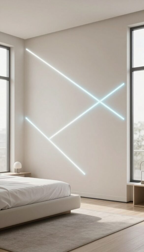 7. LED Light Panels for a Modern Feature Wall idea