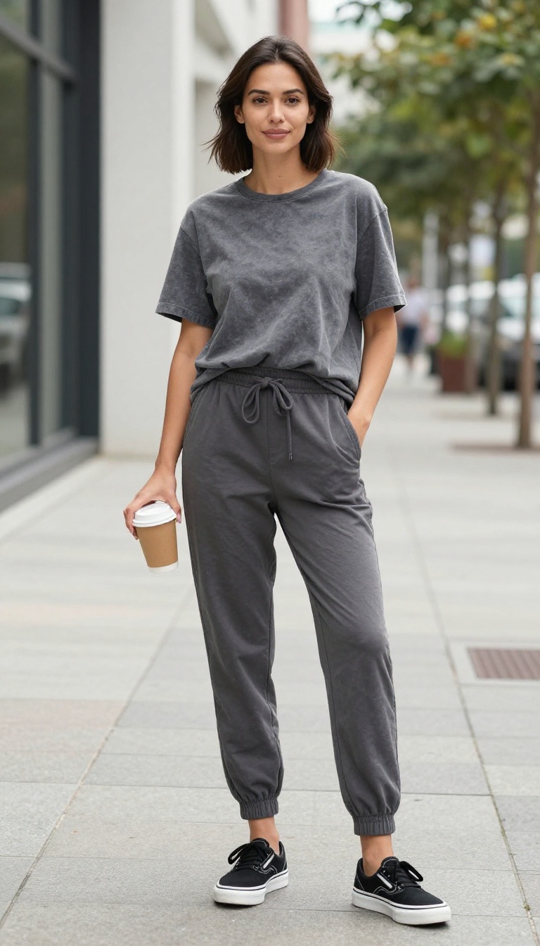 13. Joggers + Vintage Band Tee + Slip-On Sneakers