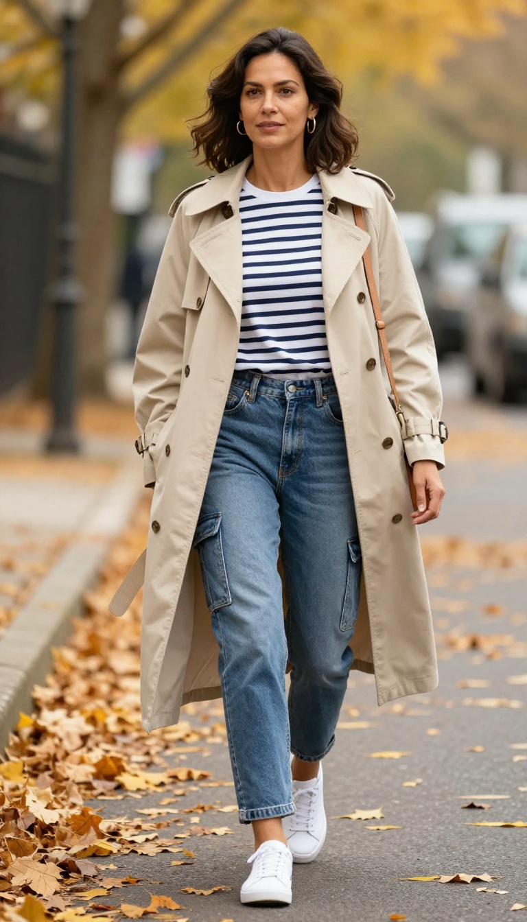 4. Trench Coat and Cargo Jeans