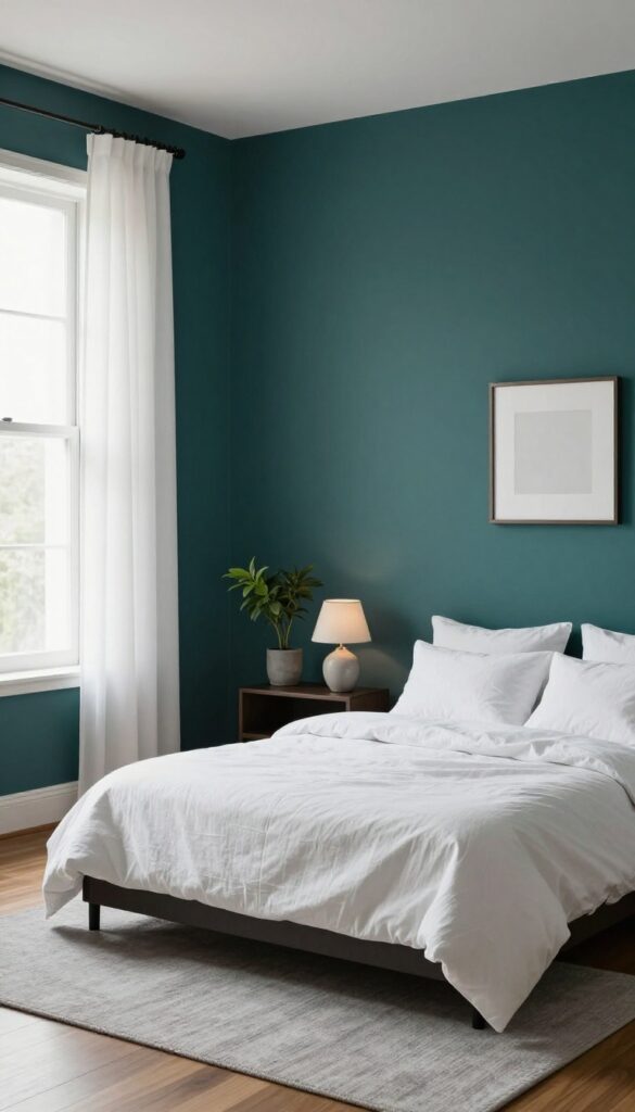 1. Dark Teal Accent Wall Behind the Bed idea