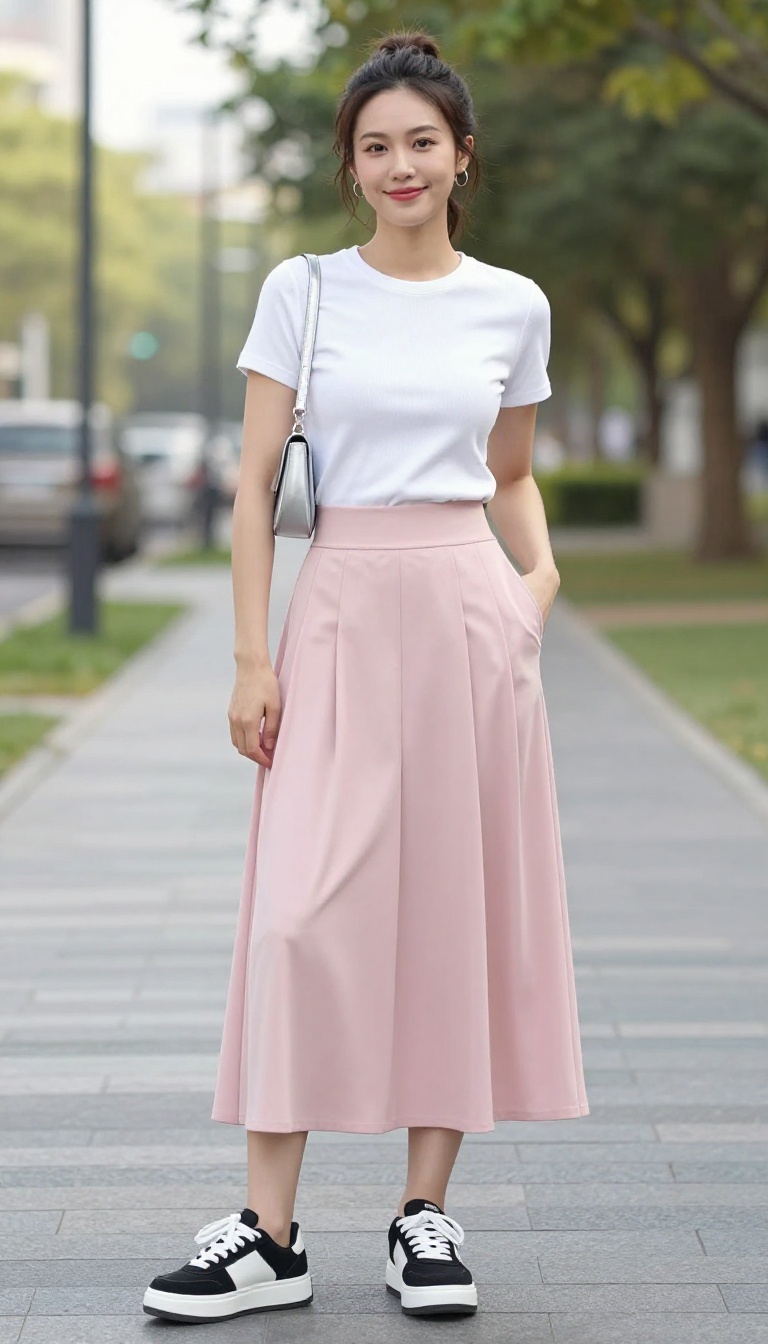 8. Pleated Tennis Skirt + Baby Tee + Skate Sneakers