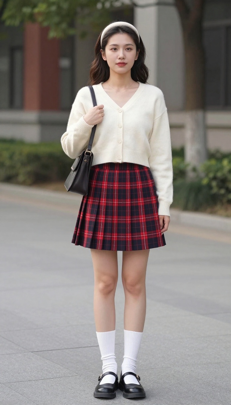 4. Pleated Mini Skirt with Knee-High Socks