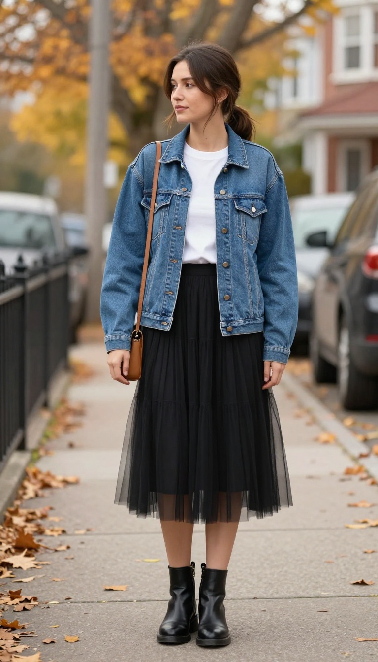 1. Denim Jacket and Ankle Boots