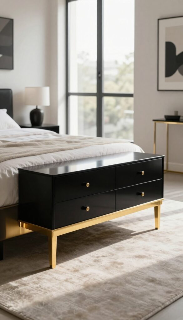 7. Gold Frame Paired With Modern Black Accents idea