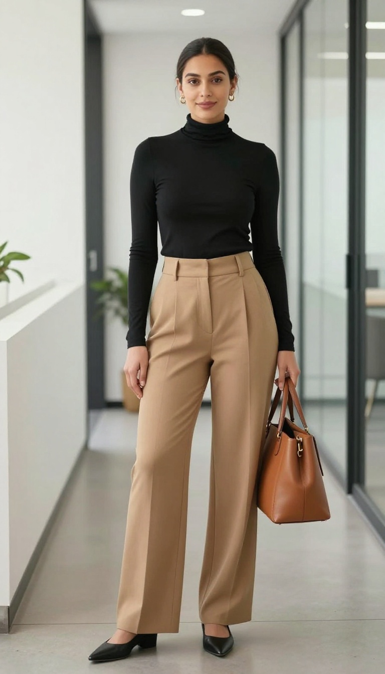7. Pleated High-Waist Trousers + Fitted Top
