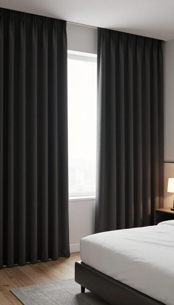 1. Floor-to-Ceiling Blackout Curtains for a Hotel-Style Sleep Setup idea