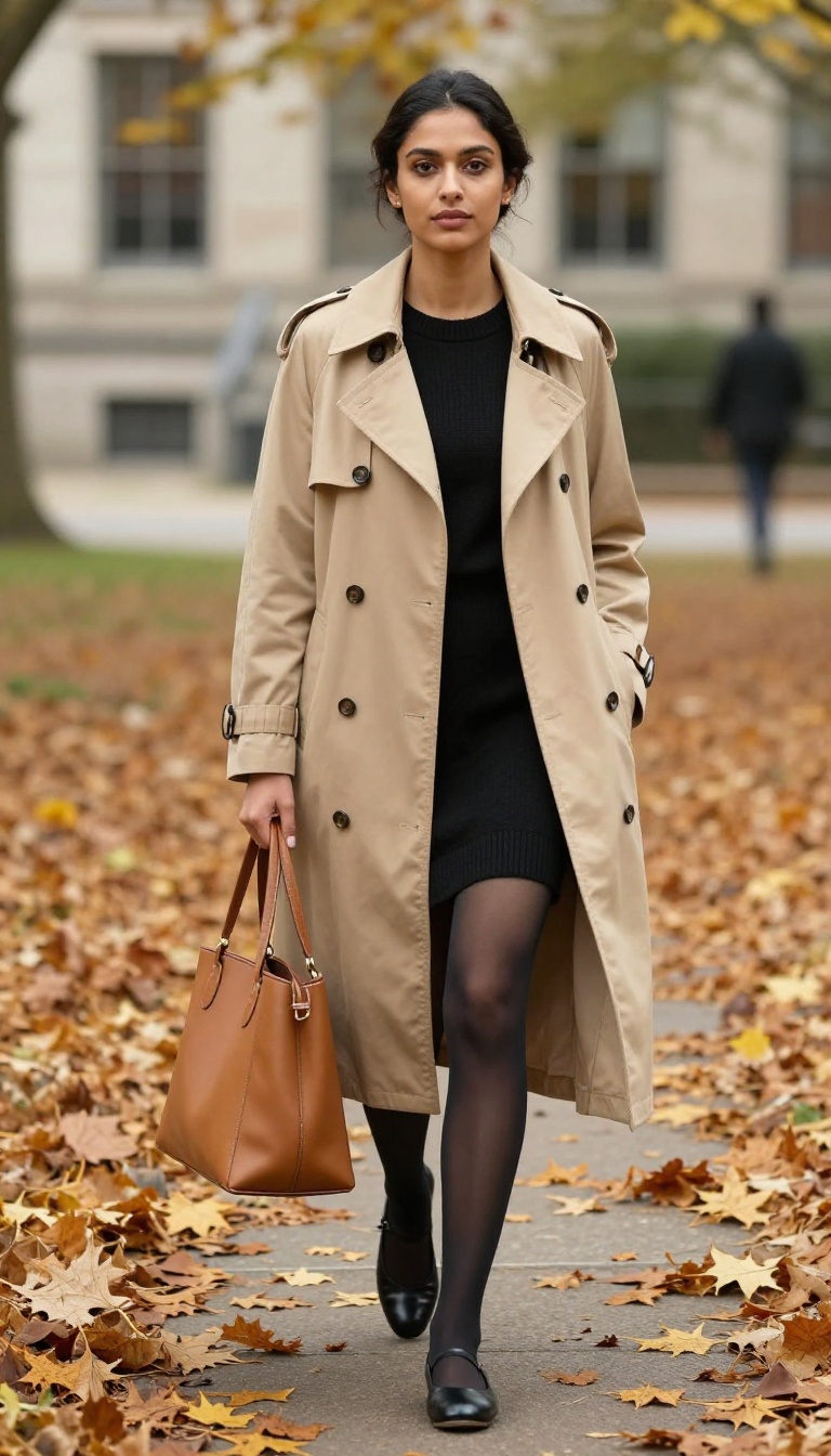 6. Trench Coat Over a Simple Knit Dress