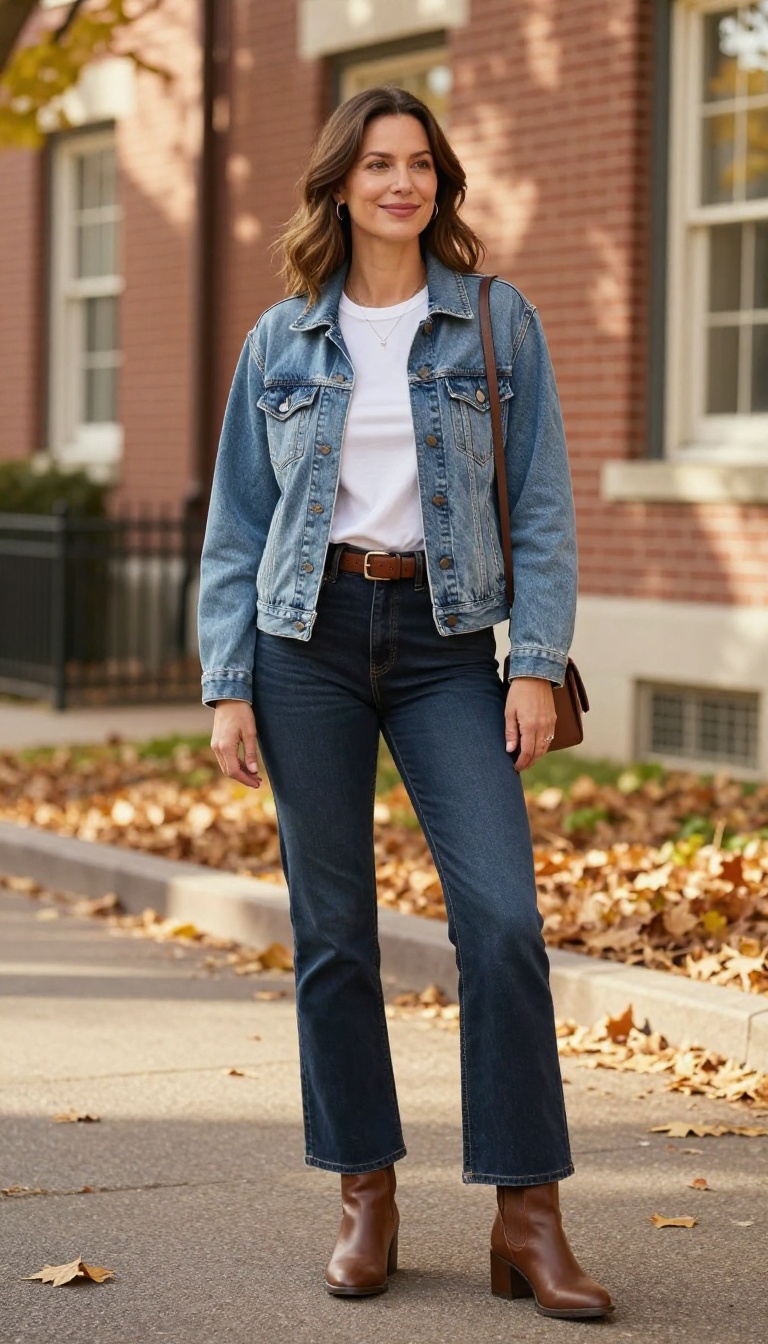 11. Denim-on-Denim with a Cropped Jacket and Flared Jeans