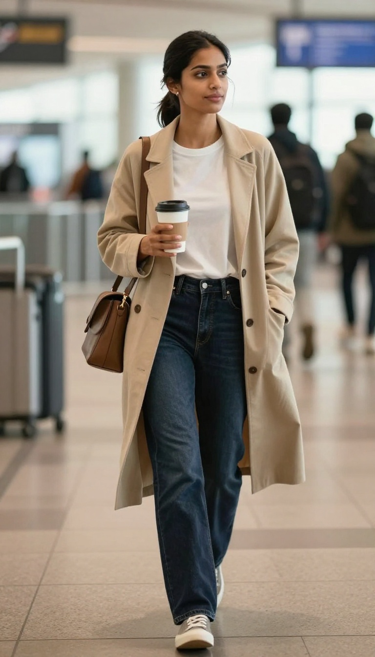5. Travel Day with a Long Cardigan and Slip-On Shoes
