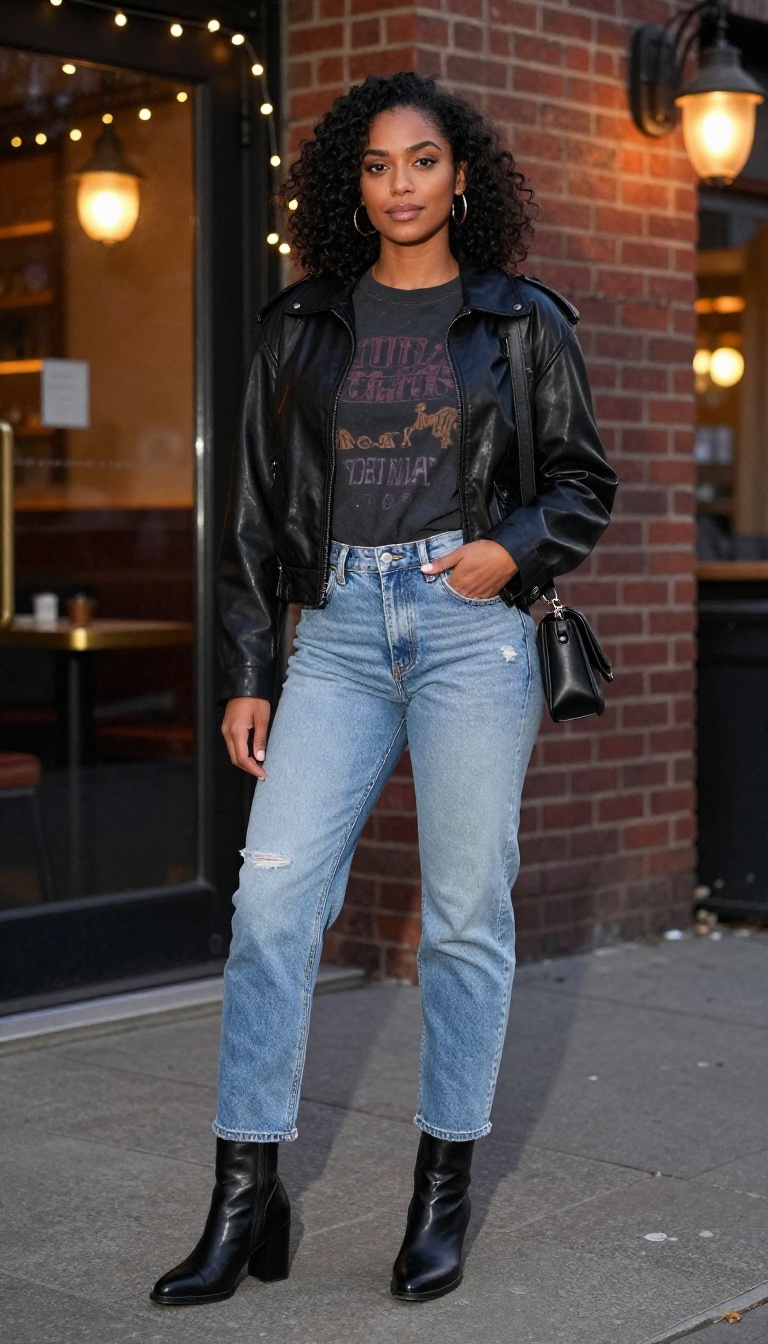 5. Graphic Tee + Distressed Boyfriend Jeans + Leather Ankle Boots