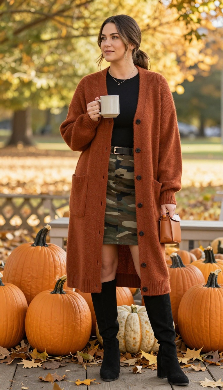 5. Cozy Cardigan and Knee-High Boots