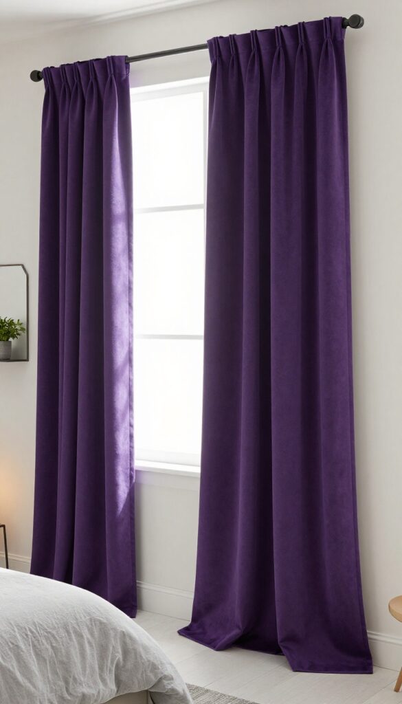 9. Purple Curtains for a Soft Finish idea