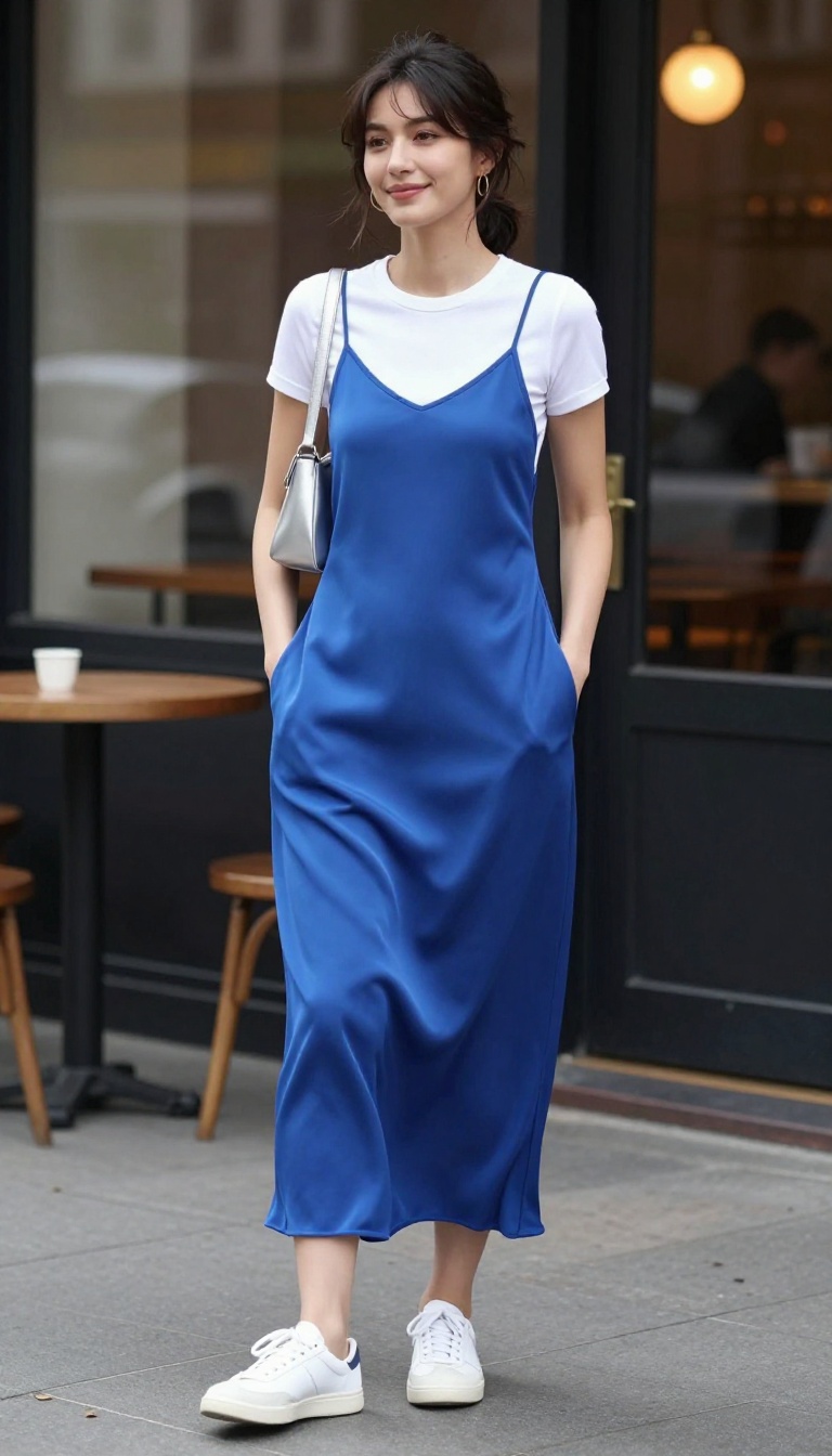 6. Slip Dress Over a T-Shirt