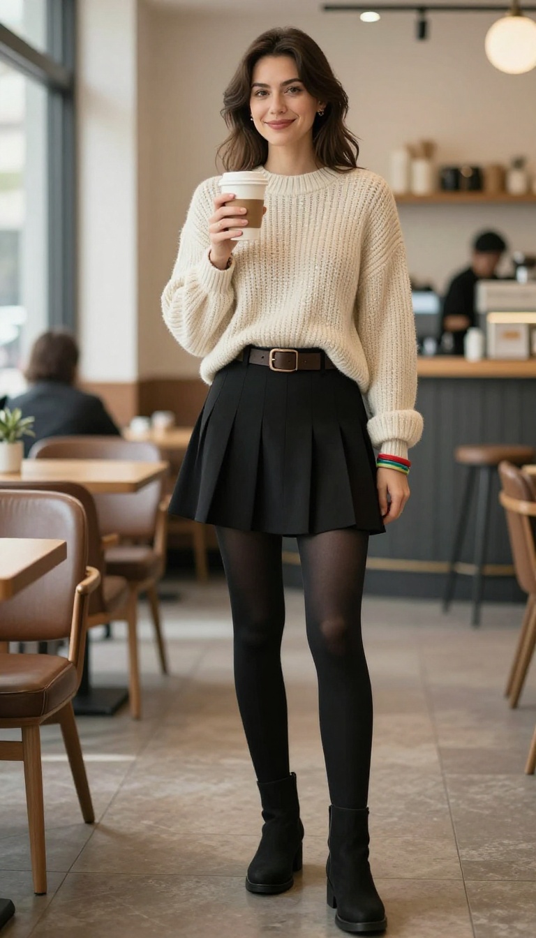 8. The Mini Skirt and Tights: A Playful Classic