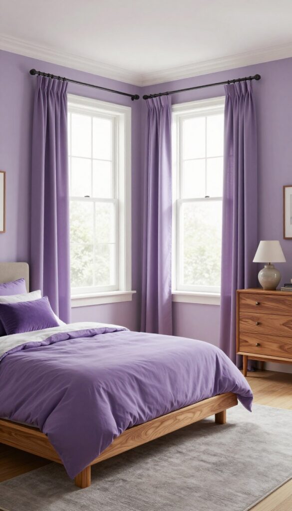 4. Purple and Wood for a Balanced Look idea